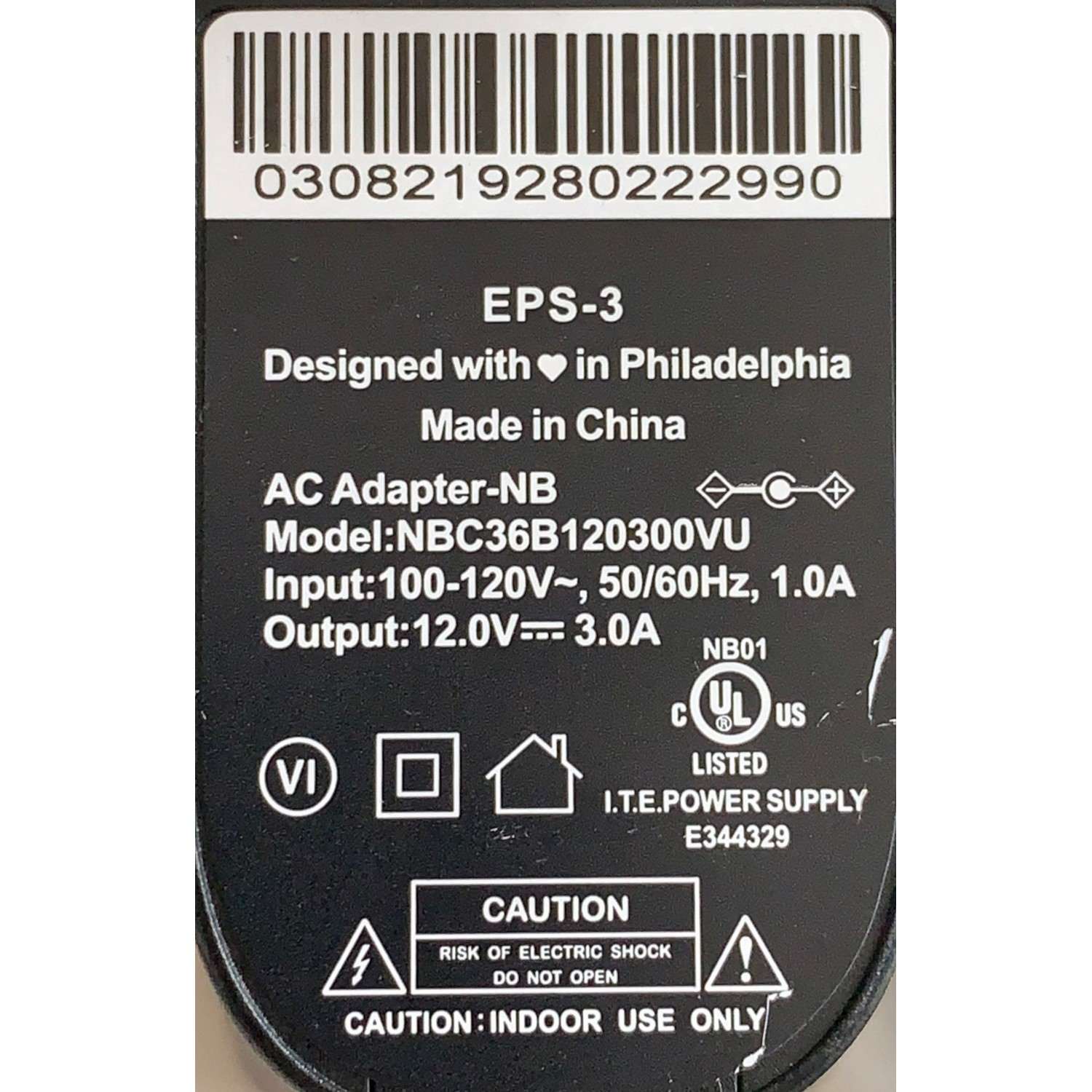 CARGADOR / ADAPTADOR DE FUENTE DE ALIMENTACION AC XFINITY / NUMERO DE PARTE NBC36B120300VU / EPS-3 / ENTRADA VCA 100-120V~ 50/60HZ, 1.0A / SALIDA VCD 12V 3.0A / MODELO NBC36B120300VU - Imagen 4